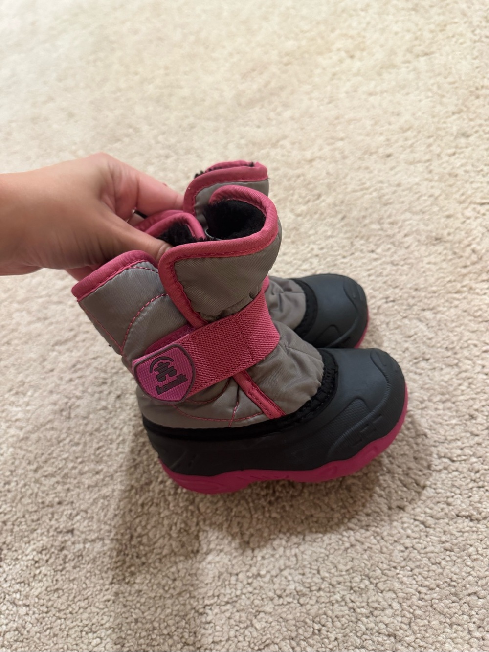 Kamik Kids Waterproof Snow Boots - Pink & Gray Size 5 Toddler